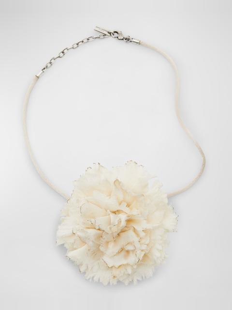 SAINT LAURENT Crumpled White Flower Necklace