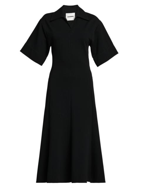 Jil Sander Women's Crepe A-Line Midi-Dress - Black