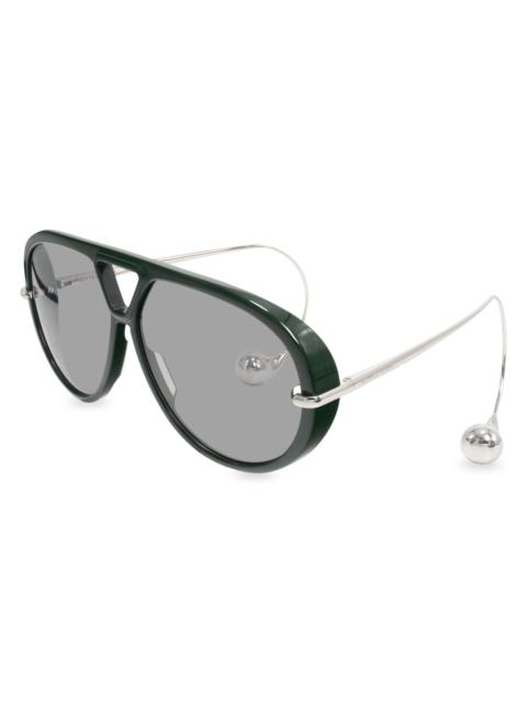 Bottega Veneta Women's Drop 63MM Aviator Sunglasses - Green Light Grey