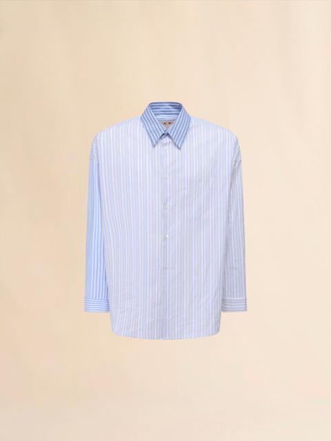 Marni LIGHT BLUE ORGANIC POPLIN SHIRT WITH MIXED STRIPES