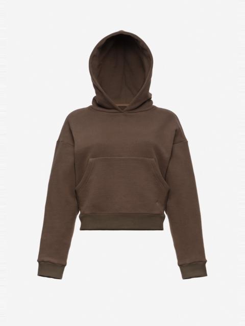 MAGDA BUTRYM Cropped cotton hoodie with monogram embroidery in grey