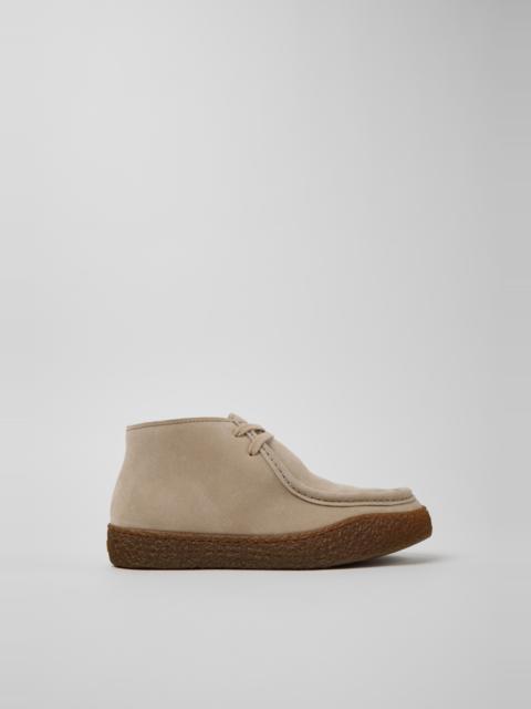 CAMPER Peu Terreno Beige Suede Ankle Boots for Women.