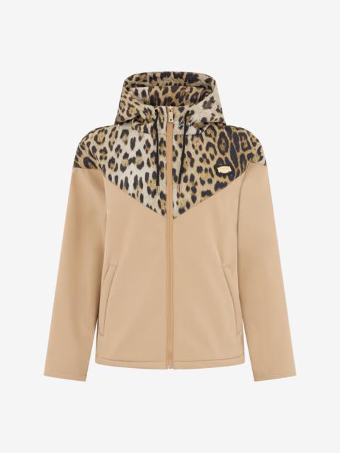 Roberto Cavalli Hooded Bomber Jacket in Leopard Print