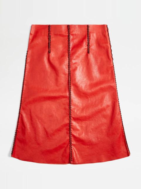 Tod's LEATHER SKIRT - RED