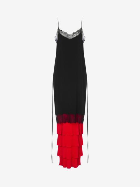 Moschino DRESS IN ENVER SATIN RUFFLES MANIA