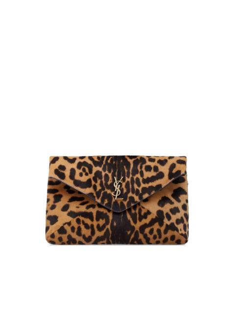 SAINT LAURENT large Cassandre animal-print clutch bag