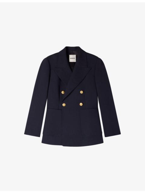 Sandro Double-Breasted Slim-Fit Wool-Blend Blazer