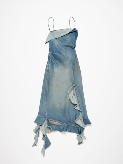 Acne Studios Ruffle strap denim dress - Mid Blue