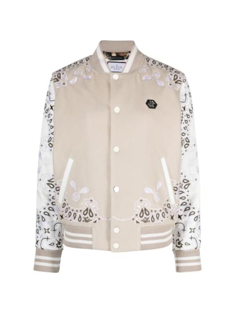 paisley-embroidery bomber jacket