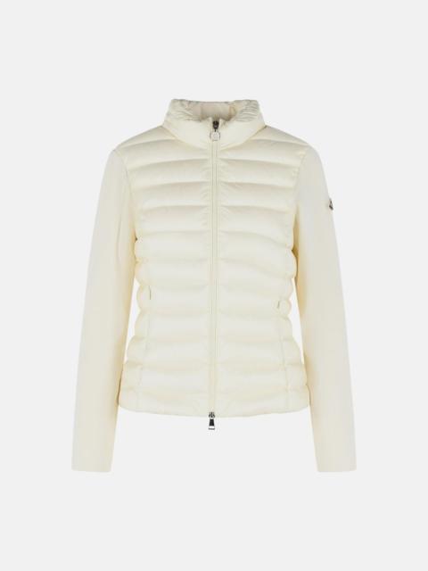 Moncler PADDED VIRGIN WOOL CARDIGAN WITH IVORY WHITE ZIP