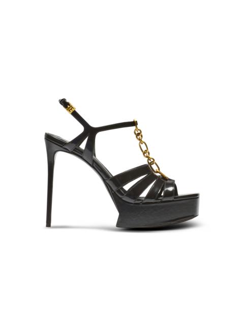 Balmain Sync platform sandals in patent lambskin