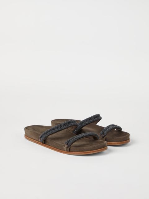 Brunello Cucinelli Nappa leather sandals with precious strap