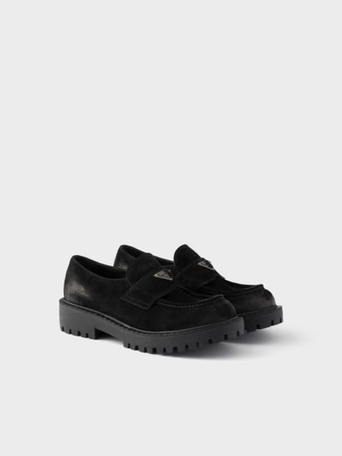 Prada Aged suede loafers
