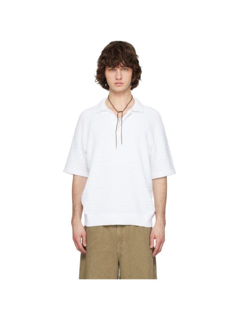 SOLID HOMME White Textured Polo