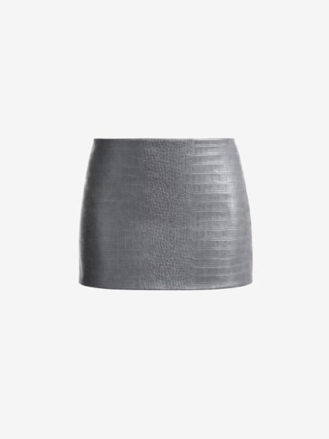 The Frankie Shop Leona Croc Faux Leather Mini Skirt - Grey