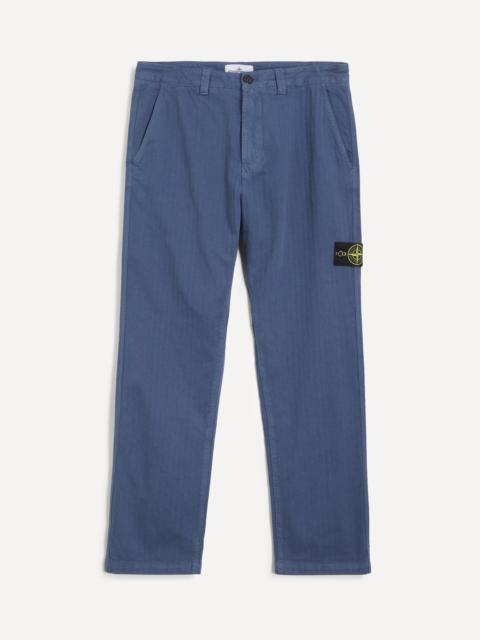 Stone Island Cotton Herringbone Chinos in Slate Blue