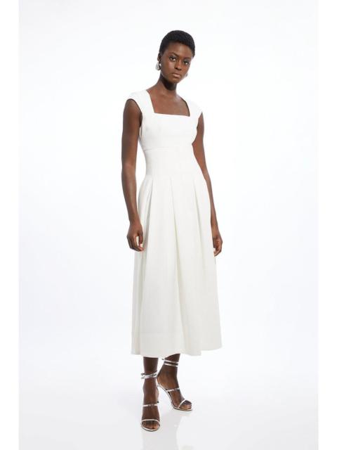 KAREN MILLEN Clean Tailored Square Neck Full Skirted Midi Dress