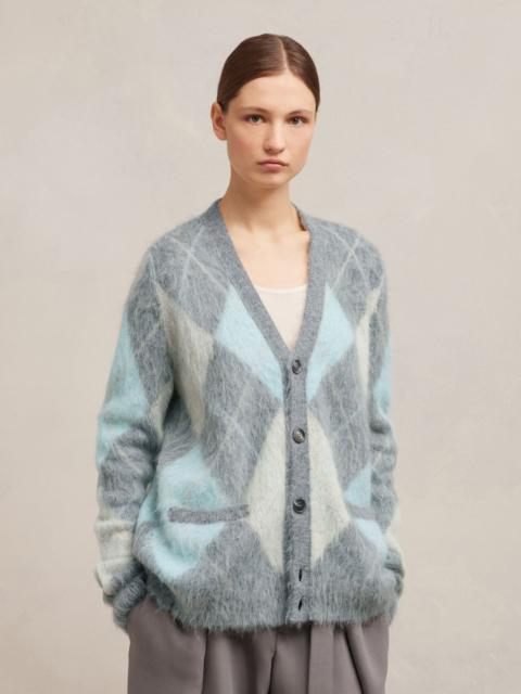 AMI Paris Argyle Brushed Cardigan