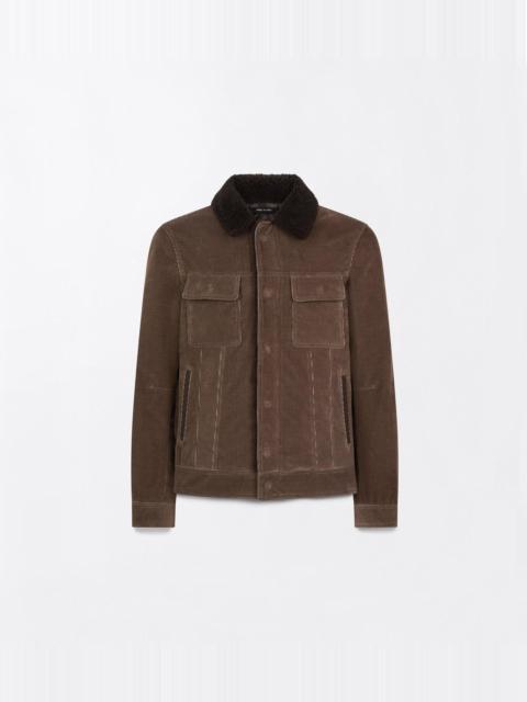 TOM FORD WALE CORD SHEARLING COLLAR TRUCKER JACKET