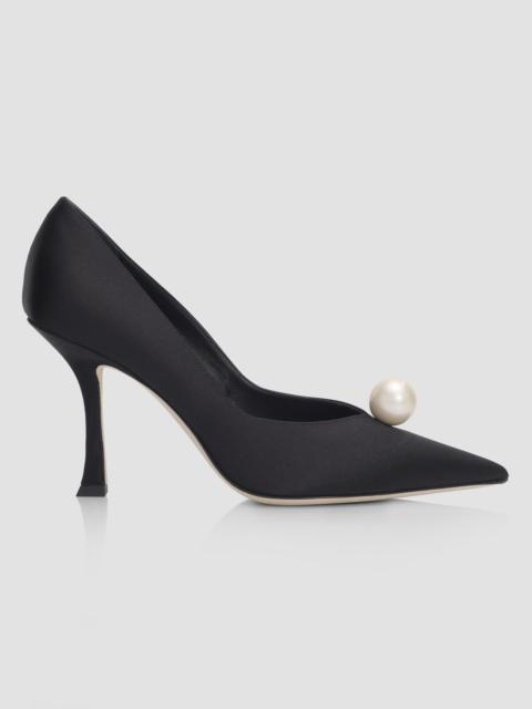 JIMMY CHOO Women's Ziri 90MM Imitation-Pearl Satin Pumps - Black