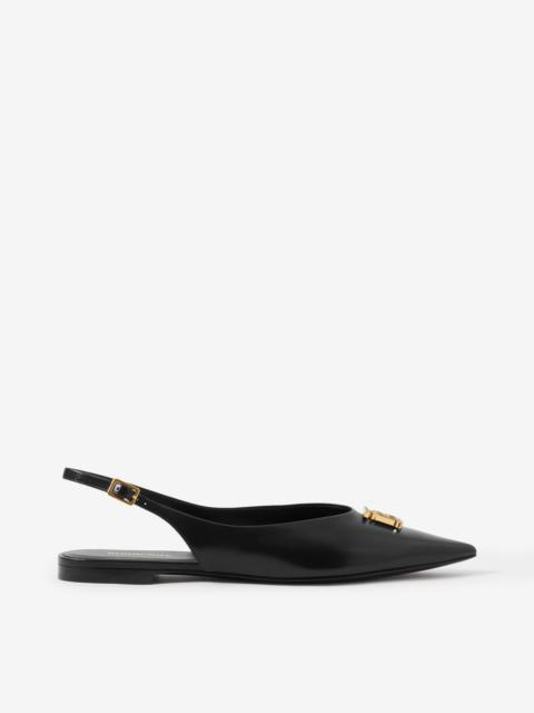 Burberry Monogram Motif Leather Slingback Point-toe Ballerinas