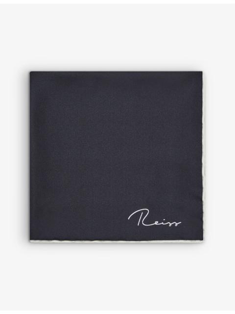 REISS Ceremony logo-print silk pocket square