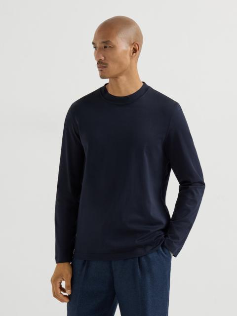 Cotton jersey long sleeve crew neck T-shirt
