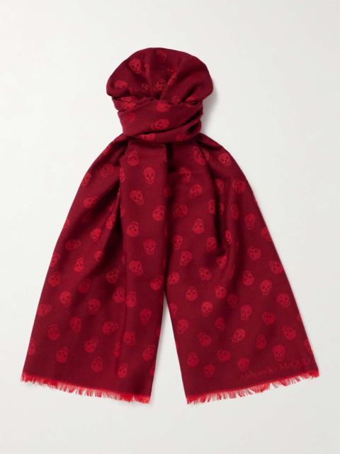 Alexander McQueen Fringed Wool and Silk-Blend Jacquard Scarf
