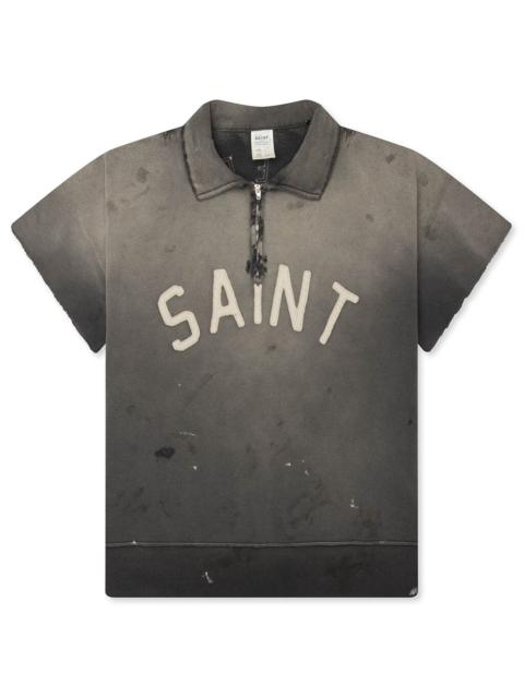SAINT M×××××× SAINT S/S HALF ZIP SWEAT POLO - CHARCOAL