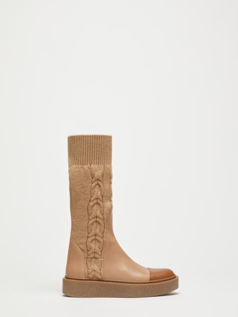 Max Mara BRAIDY Knit and leather boots