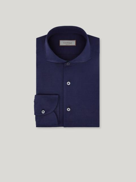 Canali REGULAR FIT SHIRT IN NAVY BLUE COTTON JERSEY