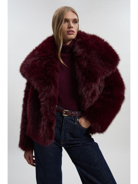 KAREN MILLEN Textured Faux Fur Short Coat