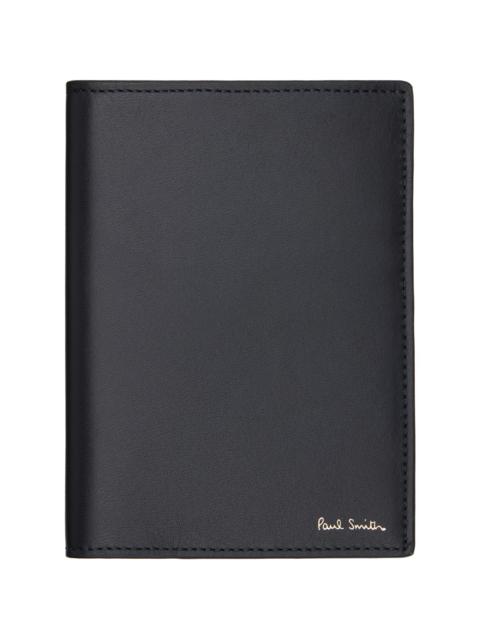 Paul Smith Black 'Signature Stripe' Interior Leather Passport Holder