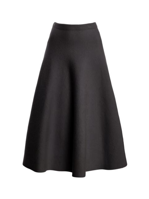 BRANDON MAXWELL The Miller Structured Virgin-Wool Midi Skirt grey