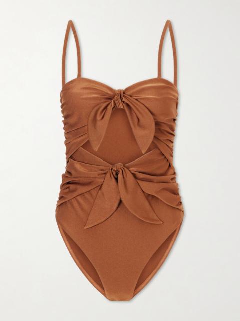Zimmermann Aster Knot-detailed Gathered Swimsuit