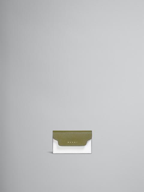 Marni GREEN AND WHITE SAFFIANO BUSINESS CARD CASE