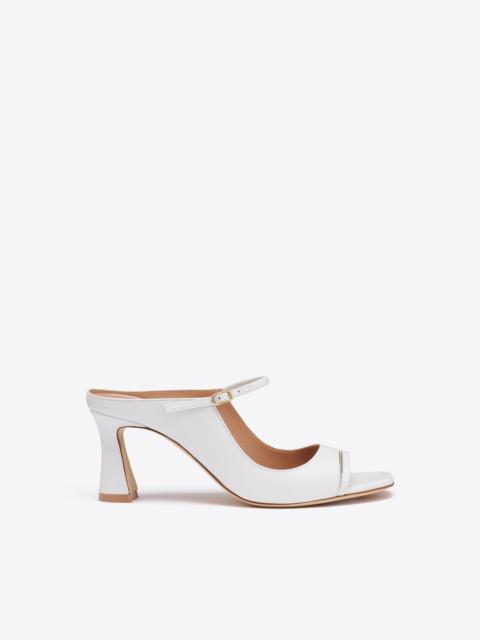MALONE SOULIERS Rania 70 White Leather Block Heel Sandals