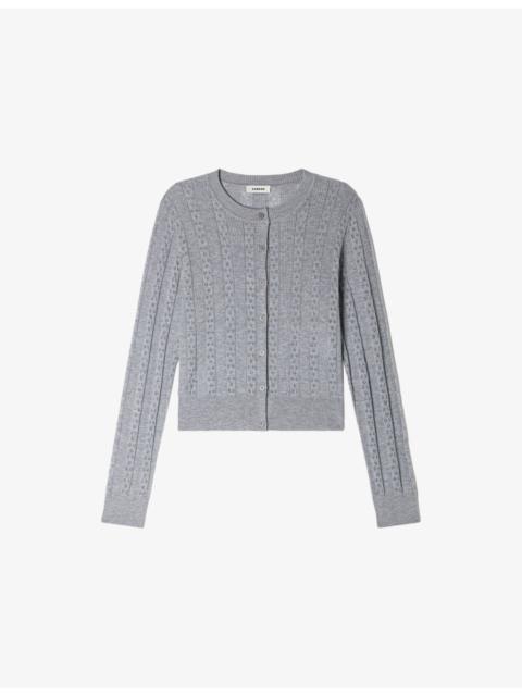 Sandro Pointelle Knitted Wool Cardigan