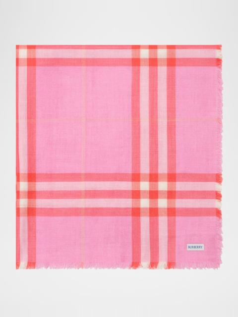 Burberry Reversible Check Wool Silk Scarf