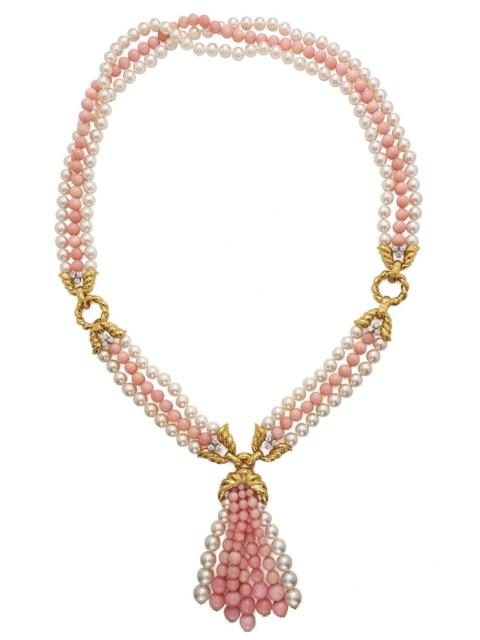 DAVID WEBB Pink Opal Diamond Necklace