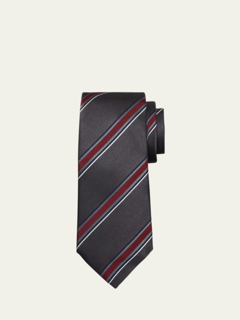 Men's Hollywood Glamour Silk-Cotton Stripe Tie