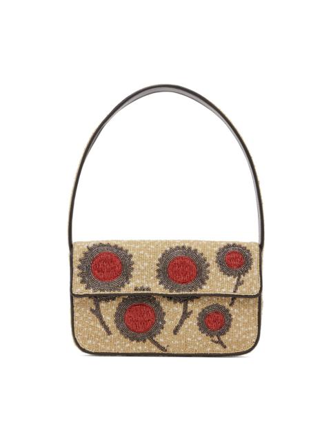 STAUD Beige Tommy Beaded Bag