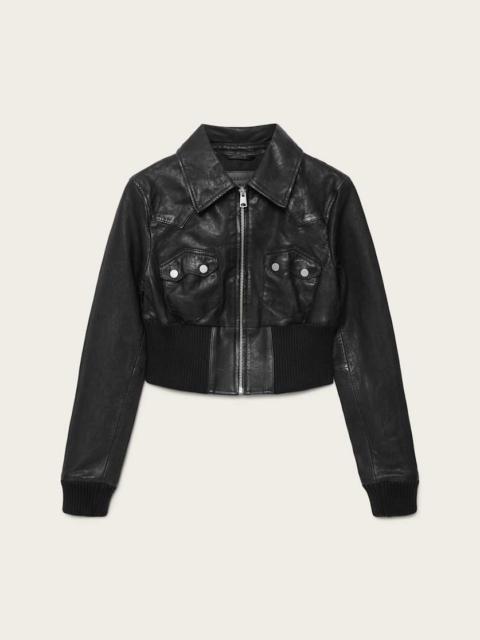 ALLSAINTS LENA SLIM FLIT CROPPED LEATHER JACKET