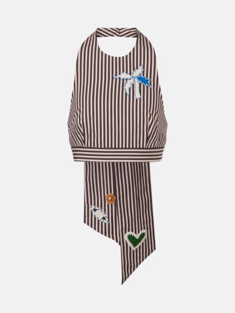 ALÉMAIS Sirocco embroidered striped cotton crop top