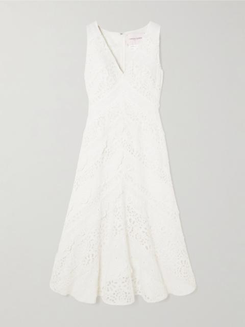CAROLINA HERRERA Broderie anglaise cotton midi dress White