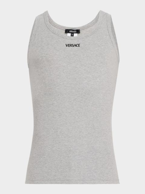 VERSACE Men's Embroidered Logo Tank Top