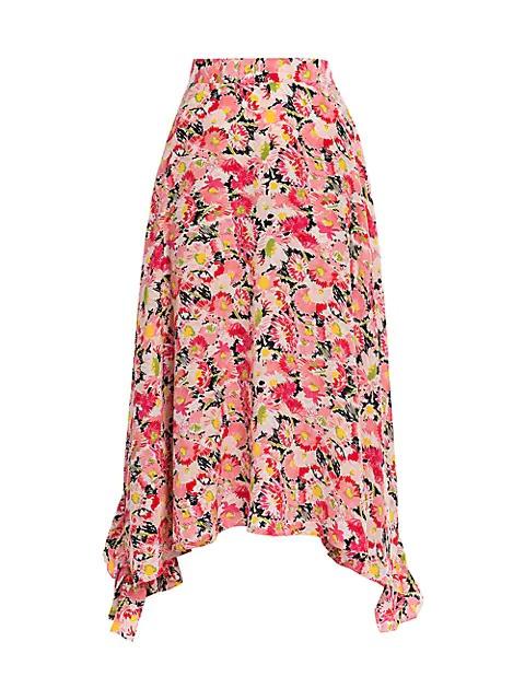 Stella McCartney Ashlyn Watercolor Floral Silk Skirt