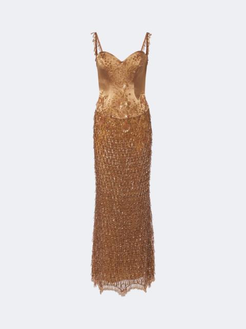 GEORGES HOBEIKA Embellished satin bustier gown
