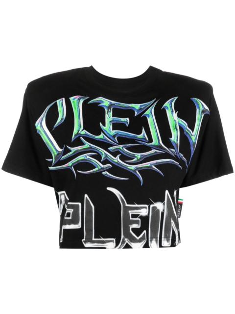 PHILIPP PLEIN logo-print padded-shoulder T-shirt