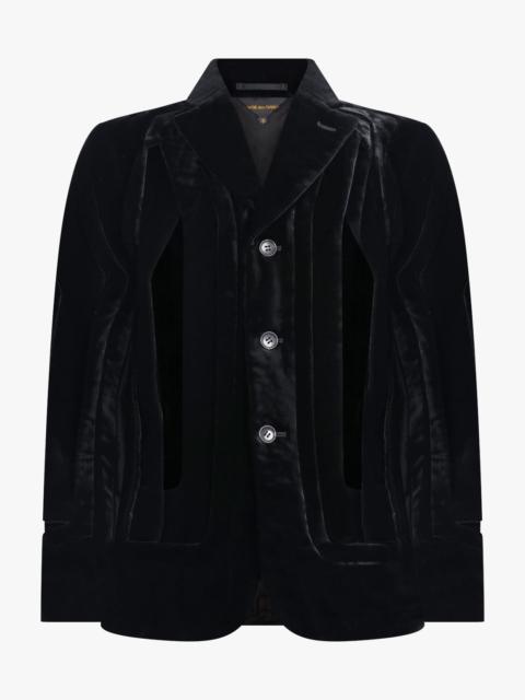 Comme Des Garçons SINGLE BREAST VELVET CUT OUT PANEL JACKET | BLACK